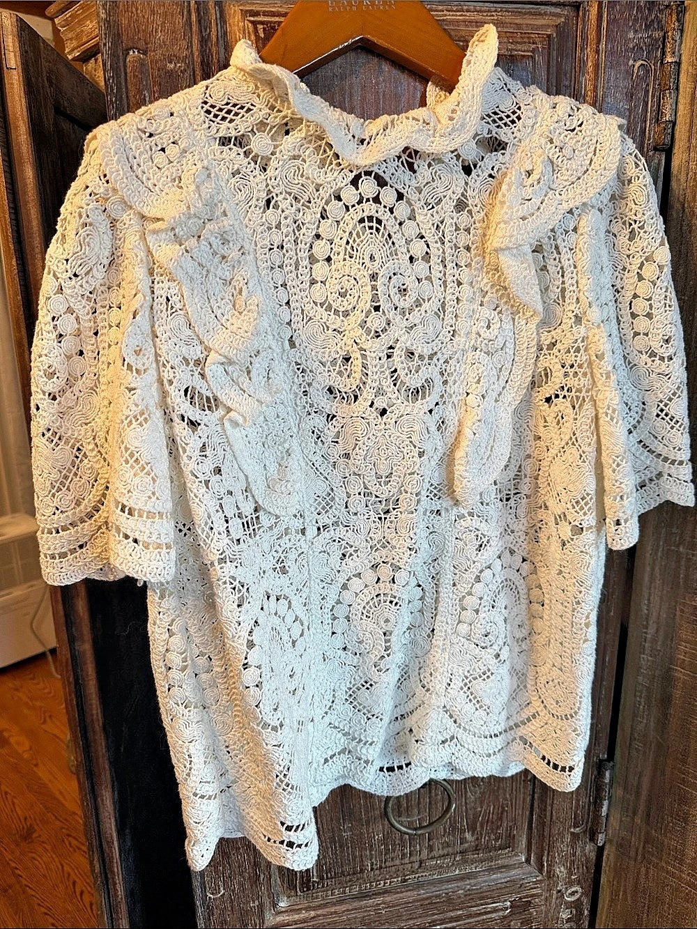 Sézane White crochet Lace Blouse Size 36